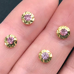 Rhinestone Nail Art Charm | Bling Bling Embellishment for Jewelry Making | Resin Inclusions (4 pcs / Pink / 5mm)