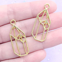 Pointed Crystal Open Bezel Charm | Quartz Shard Deco Frame for UV Resin Filling | Kawaii Jewelry Making (2 pcs / Gold / 14mm x 34mm)
