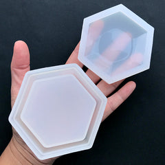Hexagon Storage Box Silicone Mold | Make Your Own Trinket Box | Epoxy Resin Craft Supplies | Kawaii Home Decor DIY (83mm x 73mm)
