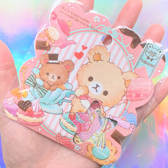 Kawaii Bear and Dessert Sticker Flakes | Cute Animal Deco Stickers for Planner | Embellishments for Scrapbook (8 Designs / 50 Pieces)