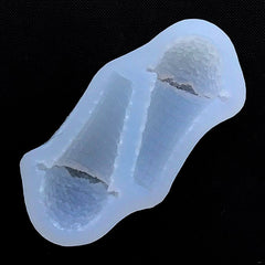 Ice Cream Cone Silicone Mold (2 Cavity) | Sweet Deco | Kawaii Decoden Cabochon DIY | Fake Dessert Jewelry Making (33mm x 60mm)