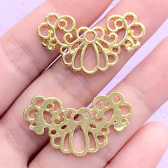 Filigree Base Setting | Deco Frame for UV Resin Filling | Kawaii Magical Girl Jewellery Making (2 pcs / Gold / 32mm x 19mm)