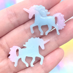 Magical Unicorn Cabochons in Pastel Gradient | Kawaii Decoden Pieces | Fairy Tale Jewelry DIY (3 pcs / 31mm x 21mm)