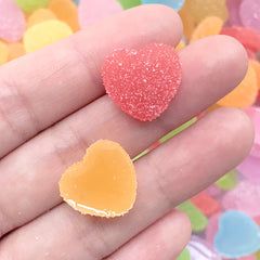 Heart Sugar Candy Cabochon | Fake Food Jewelry DIY | Faux Jelly Candies | Kawaii Gummy Candy Cabochons (10 pcs by Random / 17mm x 16mm)