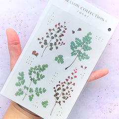 Pressed Leaf Stickers | Realistic Leaves Sticker for Herbarium | Resin Inclusion | Embellishment for Scrapbook