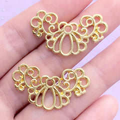 Filigree Base Setting | Deco Frame for UV Resin Filling | Kawaii Magical Girl Jewellery Making (2 pcs / Gold / 32mm x 19mm)