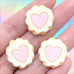 Scalloped Sugar Cookie Cabochons | Miniature Food Embellishments | Kawaii Sweet Deco | Decoden Pieces (3 pcs / 21mm)