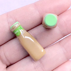 Dollhouse Coffee Cabochons in 3D | 1:6 Scale Miniature Matcha Frappe Drink Bottle | Doll House Food Supplies (2 pcs / 9mm x 27mm / Green)