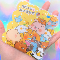 Kawaii Animal Friends Sticker Flakes | Panda Pig Bear Hamster Cat Mouse Stickers | Embellishments for Scrapbooking (8 Designs / 50 Pieces)