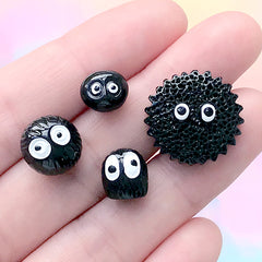 Kawaii Soot Face Cabochon Assortment | Decoden Phone Case DIY | Resin Embellishment Supplies (4 pcs / Mix)