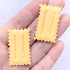 Cracker Biscuit Cabochons | Faux Food Jewelry Supplies | Kawaii Phone Case Decoration | Decoden Pieces (2 pcs / 21mm x 36mm)