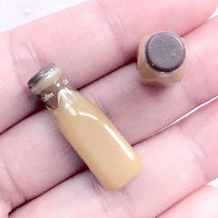 3D Dollhouse Frappe Cabochons | Miniature Supermarket Groceries in 1:6 Scale | Doll House Milk Coffee Drink (2 pcs / 9mm x 27mm / Brown)