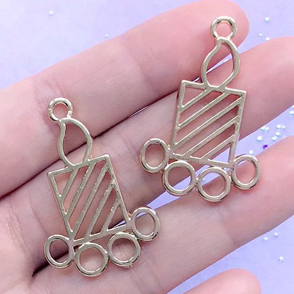 CLEARANCE Christmas Candle Open Back Bezel Charm | Christmas Deco Frame for UV Resin Filling | Resin Jewelry DIY (2 pcs / Gold / 24mm x 36mm)