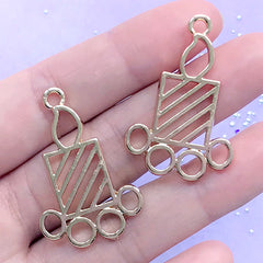CLEARANCE Christmas Candle Open Back Bezel Charm | Christmas Deco Frame for UV Resin Filling | Resin Jewelry DIY (2 pcs / Gold / 24mm x 36mm)