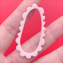 Oval Deco Frame for Resin Filling | Chunky Acrylic Open Bezel | Irregular Geometric Charm | Retro Jewelry DIY (1 Piece / Pink / 26mm x 50mm)