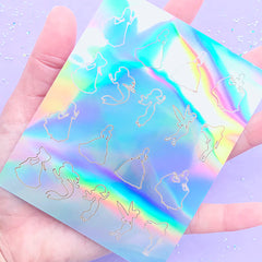 Holographic Princess Sticker | Mermaid Cinderella Fairy Iridescent Stickers | Fairytale Embellishments | Kawaii Craft Supplies