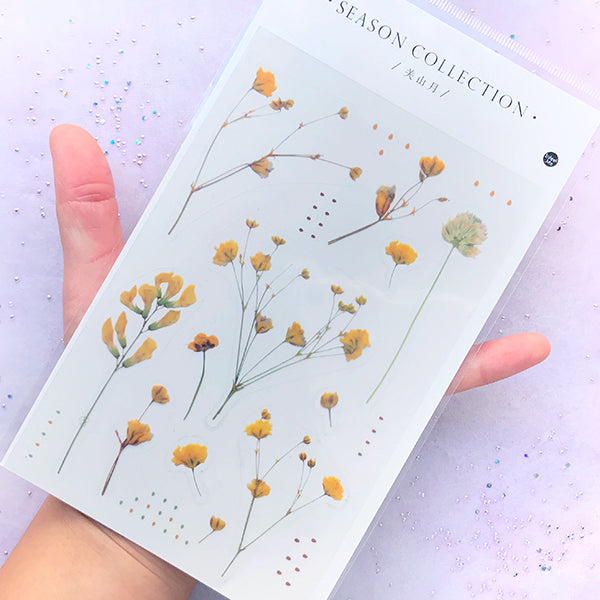 Pressed Baby's Breath Stickers | Realistic Flower Embellishment for Resin Craft | Herbarium Sticker | Journal Decoration
