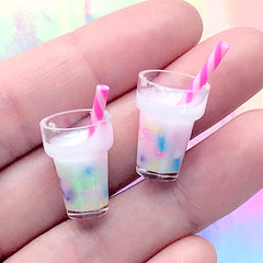 Miniature Unicorn Milkshake | Dollhouse Drink | Mini Doll Food Craft | Kawaii Food Jewelry Making (2 pcs)