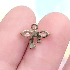 Rhinestone Ribbon Charm | Mini Sparkle Pendant | Dainty Jewelry DIY (1 piece / Gold / 12mm x 10mm)