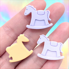 Rocking Horse Sugar Cookie Cabochon | Faux Sweet Decoden Embellishments | Pastel Kei Jewelry DIY (3 pcs / 24mm x 21mm)