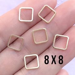 Mini Square Deco Frame for UV Resin Filling | Hollow Geometric Open Frame | Geometry Resin Jewelry DIY (6 pcs / Gold / 8mm)