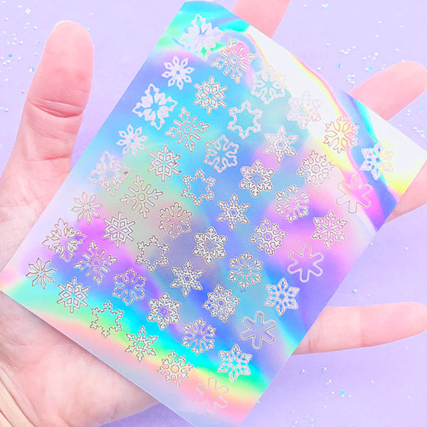 Holographic Snowflake Stickers  Iridescent Christmas Stickers