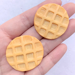 Round Waffle Cabochon | Fake Food Embellishments | Kawaii Sweets Deco | Decoden Phone Case DIY (2 pcs / 35mm)