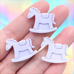 Rocking Horse Sugar Cookie Cabochon | Faux Sweet Decoden Embellishments | Pastel Kei Jewelry DIY (3 pcs / 24mm x 21mm)