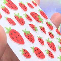 Strawberry Felt Stickers | Fruit Sticker | Card Decoration | Scrapbooking Embellishments