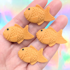 Taiyaki Cabochons | Japanese Fish Shaped Cake | Kawaii Decoden | Sweet Deco | Miniature Food Jewelry Supplies (4 pcs / 21mm x 34mm)