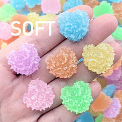 Gummy Heart Candy Cabochons | Faux Food Embellishments | Fake Sugar Candies | Kawaii Jewelry Supplies (10 pcs by Random / 18mm x 10mm)