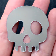 Skull Hand Mirror Silicone Mold | Kawaii Goth Accessory DIY | Creepy Cute Mirror Wand Mould | Resin Art Supplies (43mm x 109mm)