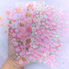 Sakura Sticker Assortment | Assorted Cherry Blossom Stickers | Flower Embellishments | Clear PVC Sticker (Set of 6 pcs)