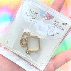 Geometric Deco Frame for UV Resin Filling | Geometry Open Bezel Pendant | Resin Jewelry Making (2 pcs / Gold / 31mm x 28mm)