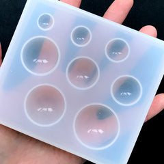 Assorted Half Sphere Silicone Mold (8 Cavity) | Round Dome Cabochon Mold | Semi Ball Soft Mold | Resin Art Supplies