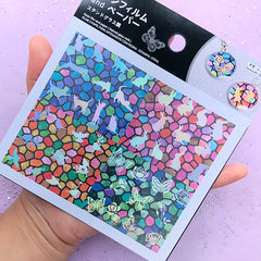 Holographic Kitty Rabbit Bird and Butterfly Clear Film | Holo Animal Embellishments for UV Resin Art