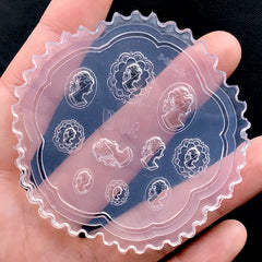 Small Victorian Lady Cameo Silicone Mold Assortment (10 Cavity) | Soft Clear Mold for UV Resin Art | Tiny Resin Embellishment DIY
