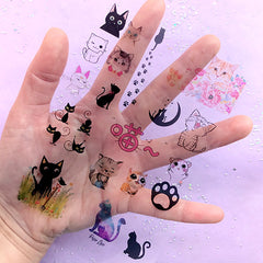 Kawaii Kitty Cat Clear Film Sheet for Resin Art Deco | Cute Pet Embellishments | UV Resin Jewelry DIY