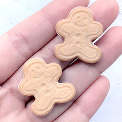 Gingerbread Man Biscuit Cabochon | Christmas Cookie Embellishments | Sweets Decoden | Kawaii Food Jewellery Making (2 pcs / 24mm x 27mm)