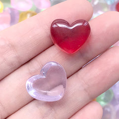 Heart Candy Cabochon in Actual Size | Fake Candies | Faux Food | Kawaii Decoden | Sweet Deco Supplies (10 pcs by Random / 18mm x 14mm)