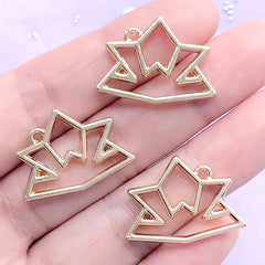 CLEARANCE Samurai Helmet Origami Open Bezel Pendant | Kabuto Charm | Japanese Culture Deco Frame for UV Resin Filling (3 pcs / Gold / 25mm x 18mm)