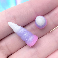 Galaxy Gradient Unicorn Horn Decoden Cabochons in 3D | Alicorn Resin Embellishment | Kawaii Jewellery DIY (2 pcs / 9mm x 25mm)