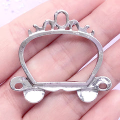 Cinderella Open Bezel Charm | Pumpkin Carriage Deco Frame for UV Resin Filling | Princess Jewelry Supplies (1 piece / Silver / 40mm x 37mm)