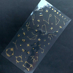 CLEARANCE Constellation Stickers | Gold Zodiac Sign Sticker | Clear Horoscope Sticker | Astrology Embellishment