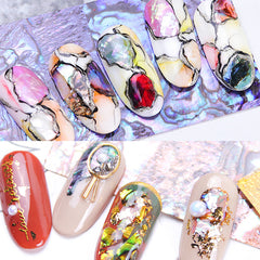 Iridescent Mother of Pearl Shell Sticker | Abalone Nacre Seashell Sticker | Resin Filler | Nail Art Deco (1 piece / Green)