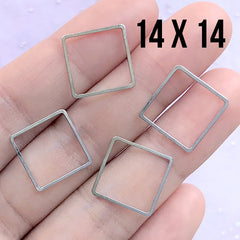 Square Frame for UV Resin Filling | Hollow Geometric Open Deco Frame | Geometry Resin Jewellery Findings (4 pcs / Silver / 14mm)