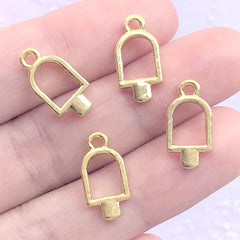 Small Popsicle Open Bezel Charm | Mini Food Deco Frame for UV Resin Filling | Kawaii Resin Jewellery DIY (4 pcs / Gold / 8mm x 16mm)