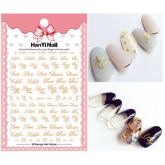 Gold Foil Calligraphy Word Stickers | Gold Foiled Message Embellishments for Resin Craft | Nail Art Deco