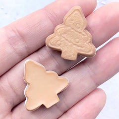 Christmas Tree Cookie Cabochon | Fake Biscuit Embellishments | Sweet Decoden | Kawaii Food Jewellery DIY (2 pcs / 23mm x 24mm)