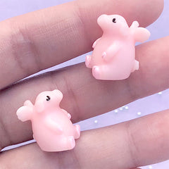 Kawaii Pig with Angel Wing Cabochons | 3D Winged Animal Decoden Pieces | Fairytale Embellishment (2 pcs / Pink / 13mm x 16mm)